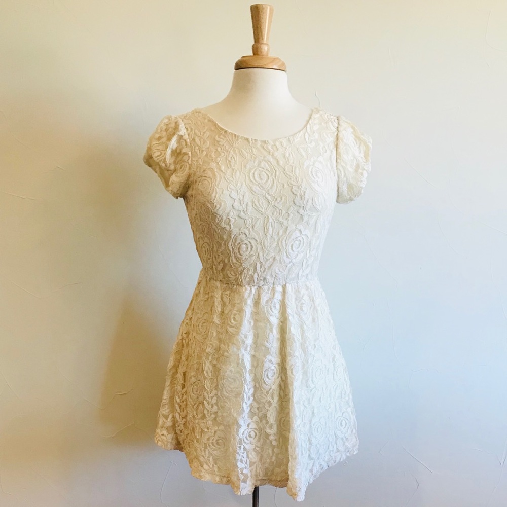 Cream Forever 21 Short Dress (Size Medium)